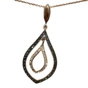 NWT Double Tear Drop Pendant with Genuine Crystals Necklace